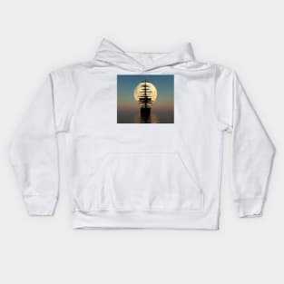 Pirate ship with full moon Kids Hoodie